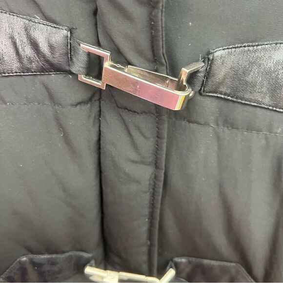 Larry Levine down, puffer coat with fox tail fur trim with flaws womens small - Picture 6 of 11